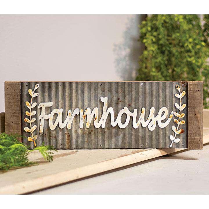 Framed Galvanized Metal Farmhouse Wall Sign Farm Fresh Signs CWI+ 