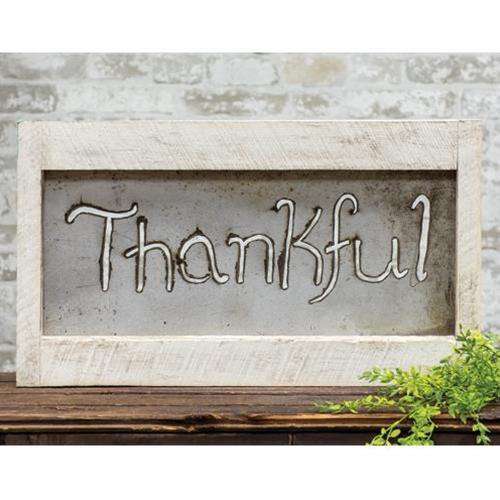 Framed Metal Cutout Thankful Sign General CWI+ 