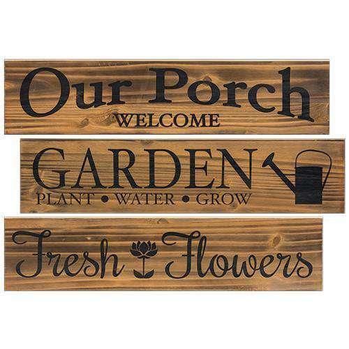 Fresh Flowers Wood Sign - 3 asst. HS Plates & Signs CWI+ 