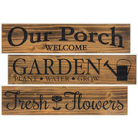 Thumbnail for Fresh Flowers Wood Sign - 3 asst. HS Plates & Signs CWI+ 