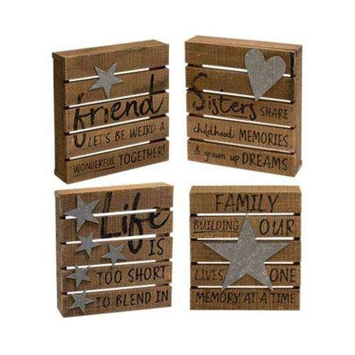 Friend, Sister, Family Sign, 4 Asst. - The Fox Decor
