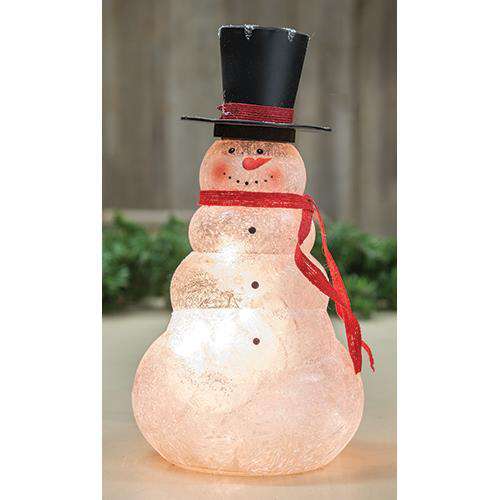 Frosted Glass Lit Snowman, 11" Lighting CWI+ 