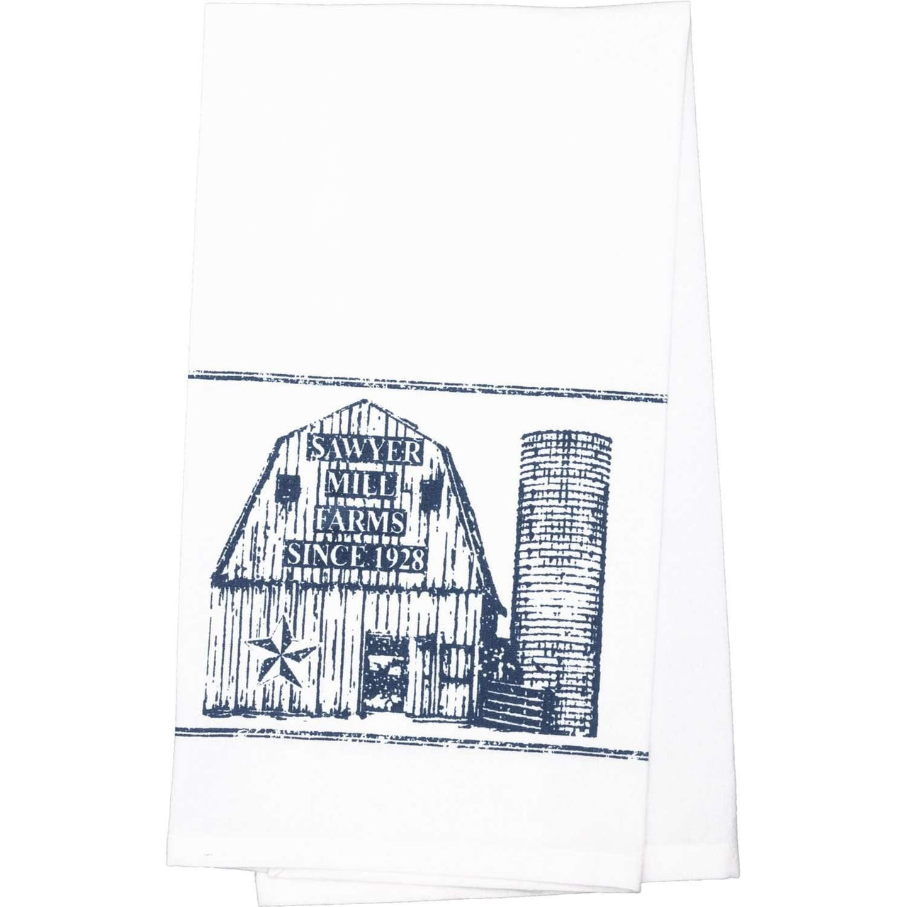 Sawyer Mill Blue Barn Muslin Bleached White Tea Towel 19x28 VHC Brands - The Fox Decor