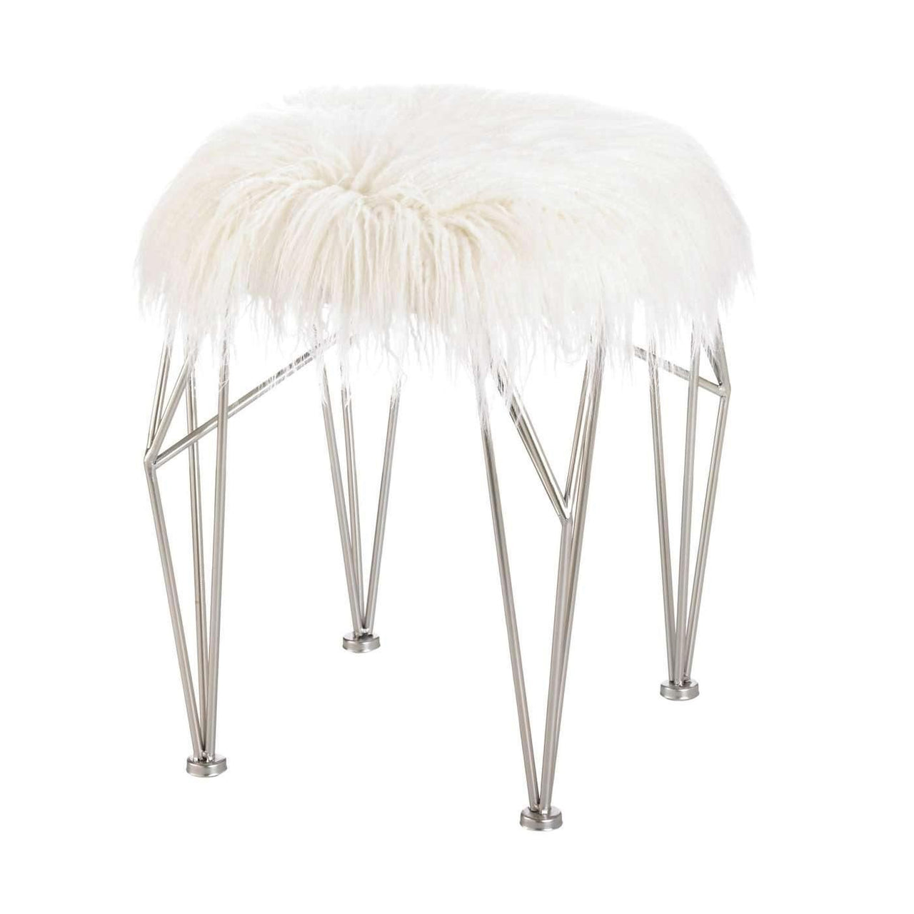 Fur Stool With Prism Legs - The Fox Decor