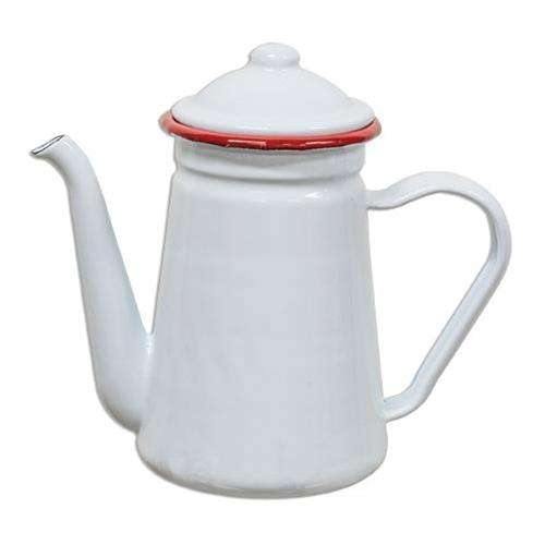 Red Rim Enamel Coffee Pot