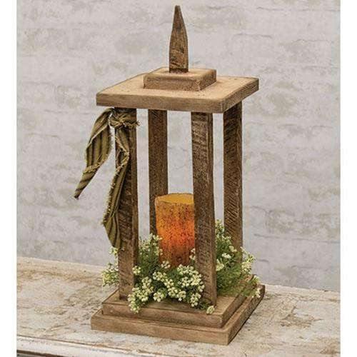 Wooden Open Air Lantern, 19" - The Fox Decor