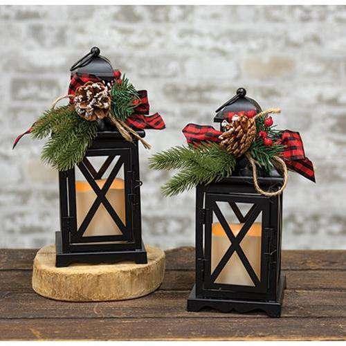 2/Set, Metal Holiday LED Timer Lantern, Christmas Decor - The Fox Decor