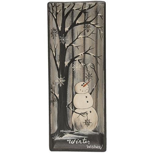 Winter Wishes Snowman Tray, 2 Asstd. - The Fox Decor