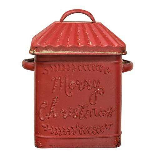 *Vintage Red Merry Christmas Canister - The Fox Decor