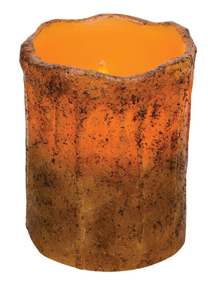 4" Burnt Mustard Drip Pillar