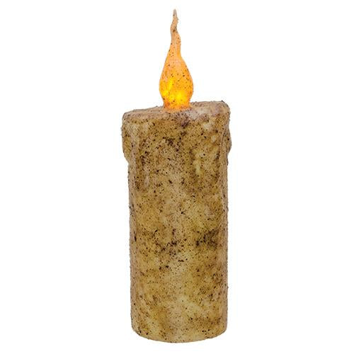 6.5" Burnt Ivory Dripped Flicker Pillar