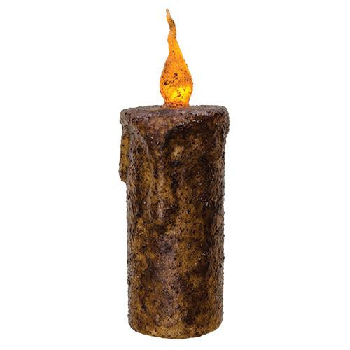 6.5" Burnt Mustard Dripped Flicker Pillar