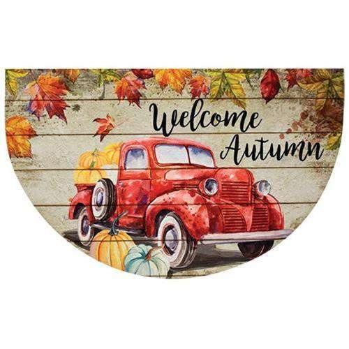 Red Truck Autumn Welcome Mat fall decor door 