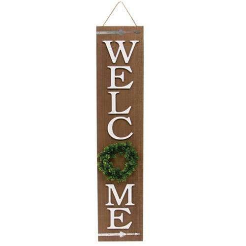 Welcome Floral Wreath Wooden Porch Sign - The Fox Decor