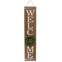 Welcome Floral Wreath Wooden Porch Sign - The Fox Decor
