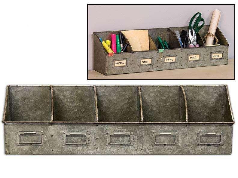 Galvanized Divided Organizer - The Fox Decor