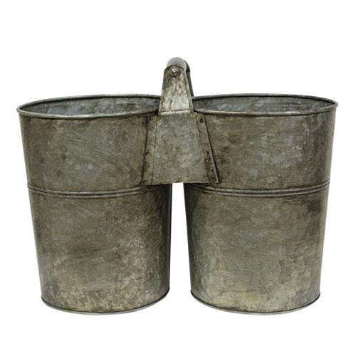 Galvanized Double Bucket With Handle Buckets & Cans CWI+ 