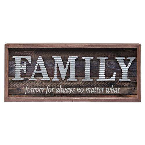 *Galvanized Family Framed Sign Faith, Family, Friends CWI+ 