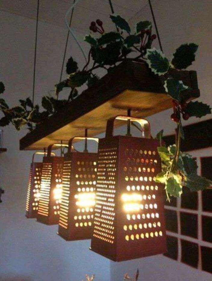 *Galvanized Metal Grater Light Fixture - The Fox Decor