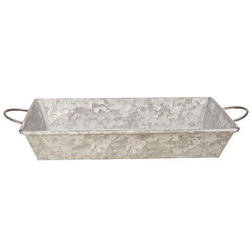Galvanized Metal Tray w/ Handles Containers CWI+ 