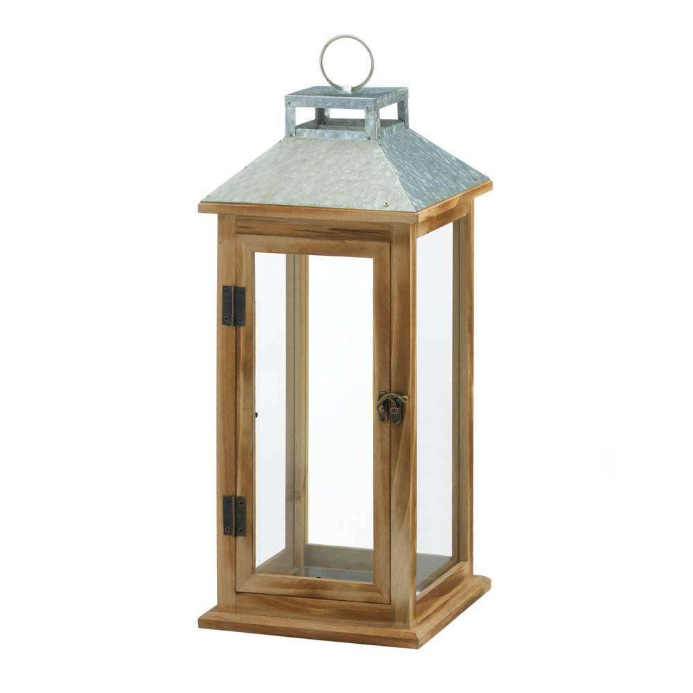 Galvanized Metal & Wood Lantern - The Fox Decor
