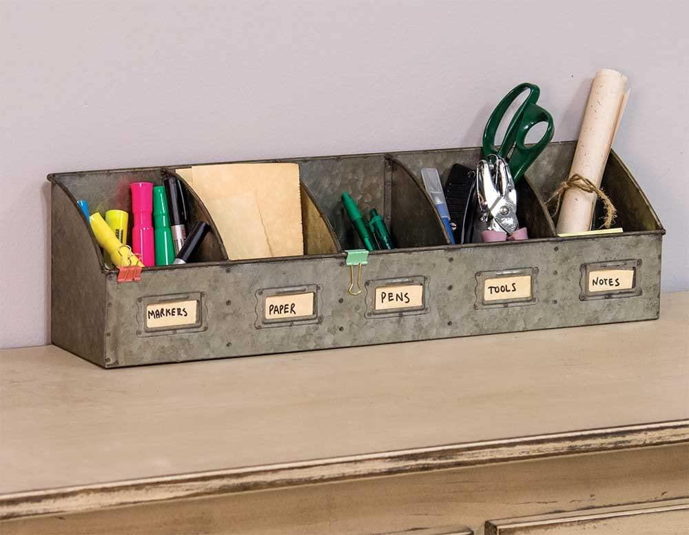 Galvanized Divided Organizer - The Fox Decor