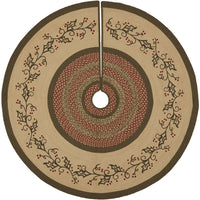 Holly Berry Jute Stencil Christmas Tree Skirt 55 VHC Brands - The Fox Decor