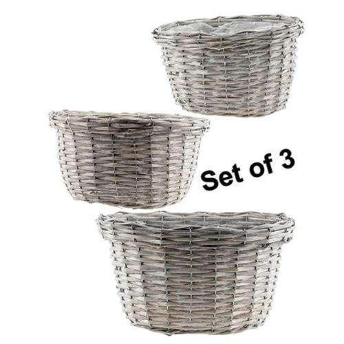 *3/Set, Gray Willow Baskets - The Fox Decor