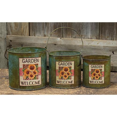 3/Set, Sunflower Metal Buckets