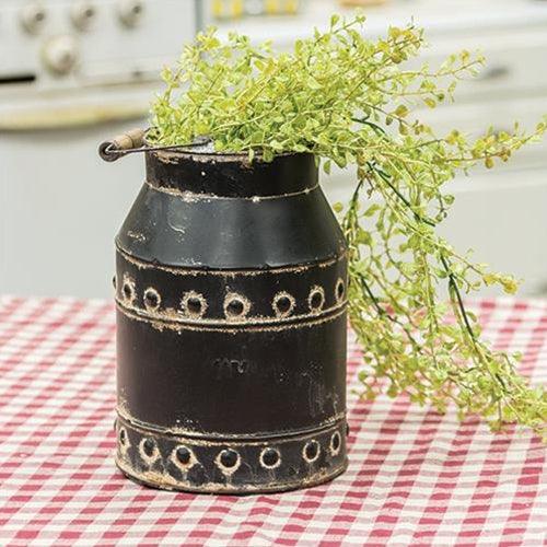 Black Distressed Milk Can With Handle - The Fox Decor