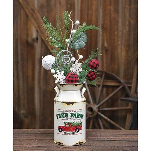 Country Lane Tree Farm Milk Can Christmas Decor - The Fox Decor