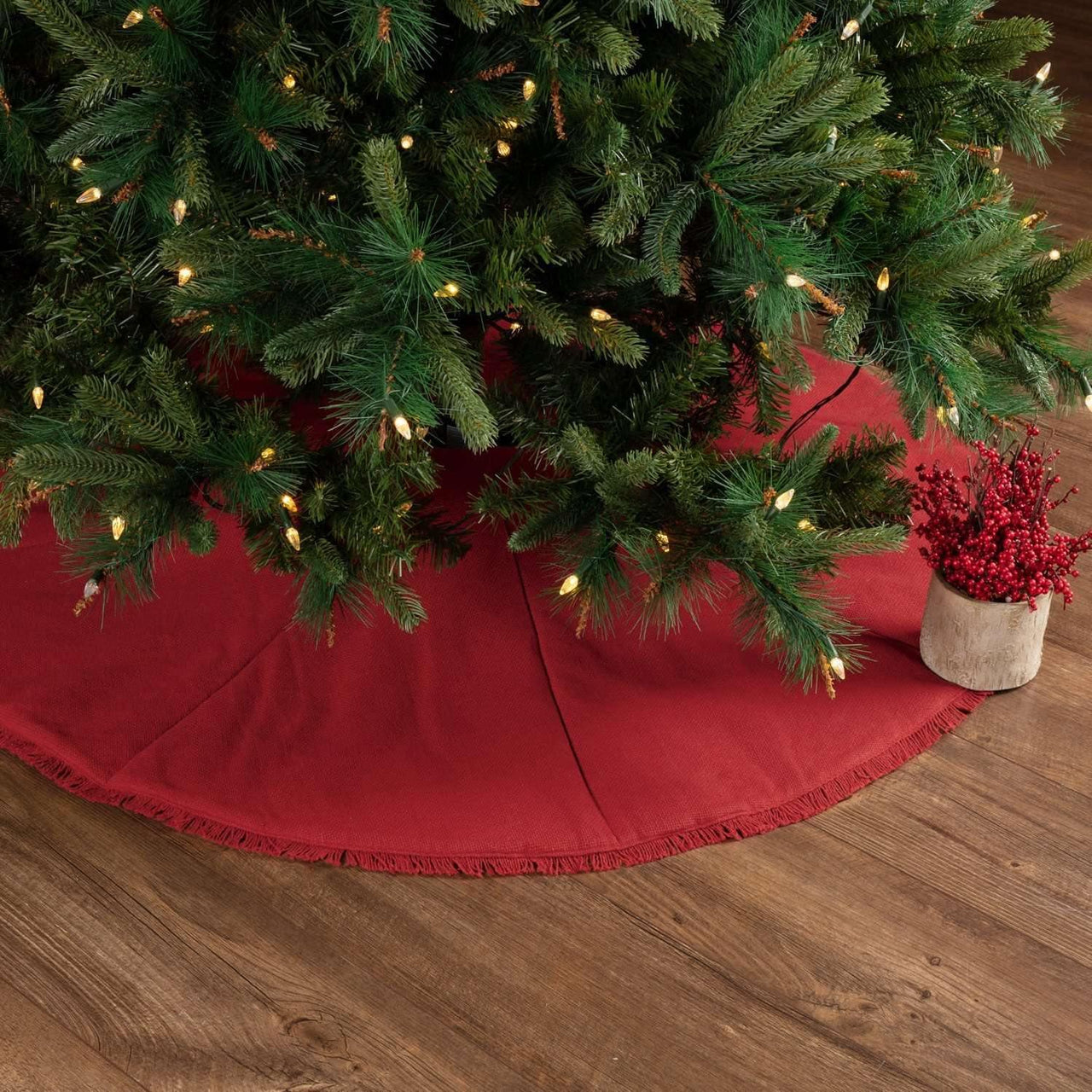 Festive Red Burlap Christmas Tree Skirt 48 VHC Brands - The Fox Decor
