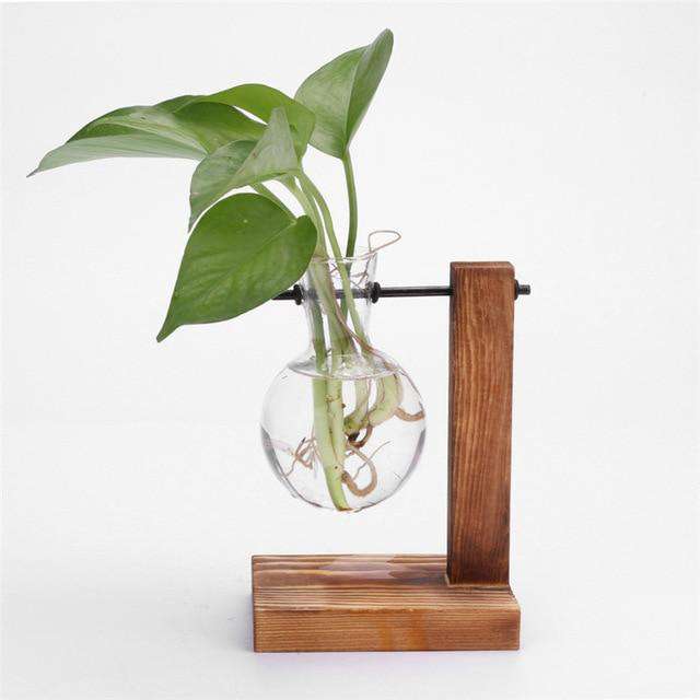 Glass Wood Vase Planter Terrarium Table Desktop Hydroponics Plant The Fox Decor 