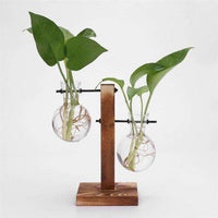 Thumbnail for Glass Wood Vase Planter Terrarium Table Desktop Hydroponics Plant - The Fox Decor