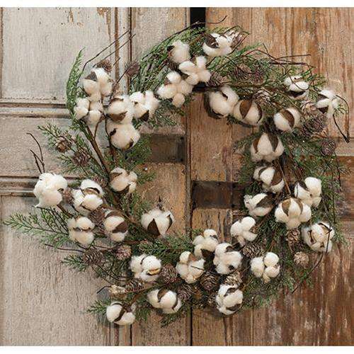 Glitter Cotton & Cone Wreath, 22" Christmas CWI+ 