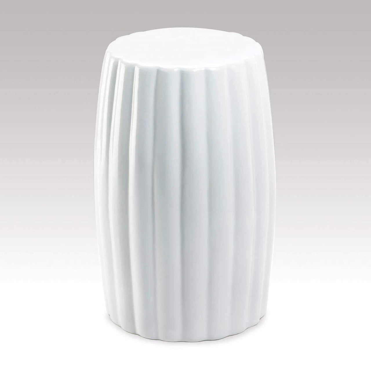Glossy White Ceramic Stool - The Fox Decor