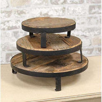Thumbnail for 3/Set, Weathered Wood and Metal Round Risers - The Fox Decor