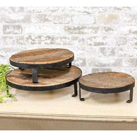 Thumbnail for 3/Set, Weathered Wood and Metal Round Risers - The Fox Decor