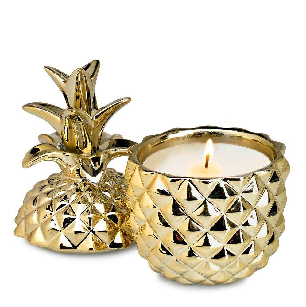 Golden Ceramic Pineapple Candle candles CWI+ 