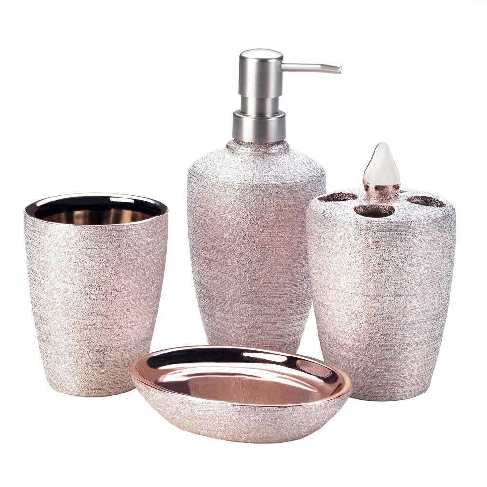 Golden Rose Shimmer Bath Accessory Set - The Fox Decor
