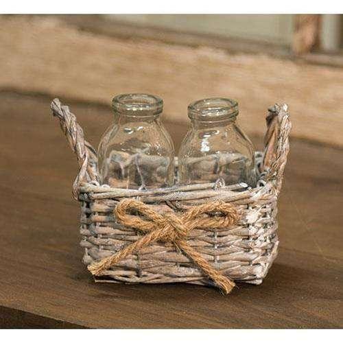 2 Bottles w/ Willow Basket - The Fox Decor