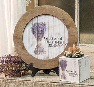 Grateful Round Wood Plate Pictures & Signs CWI+ 