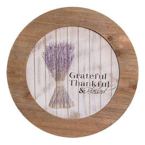 Grateful Round Wood Plate Pictures & Signs CWI+ 