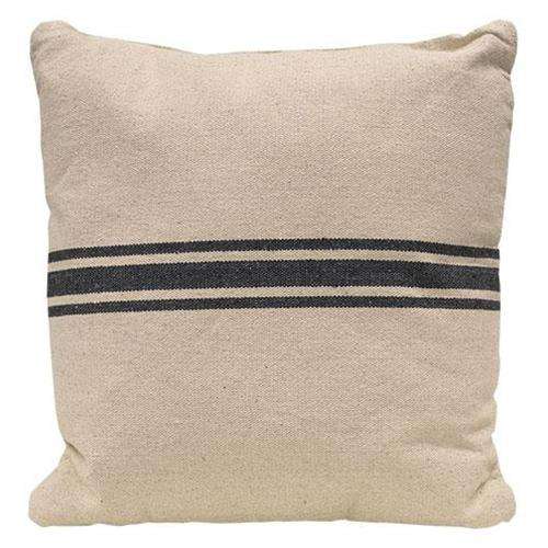 Gray Stripe Grain Sack Pillow, 18" Sq Pillows CWI+ 