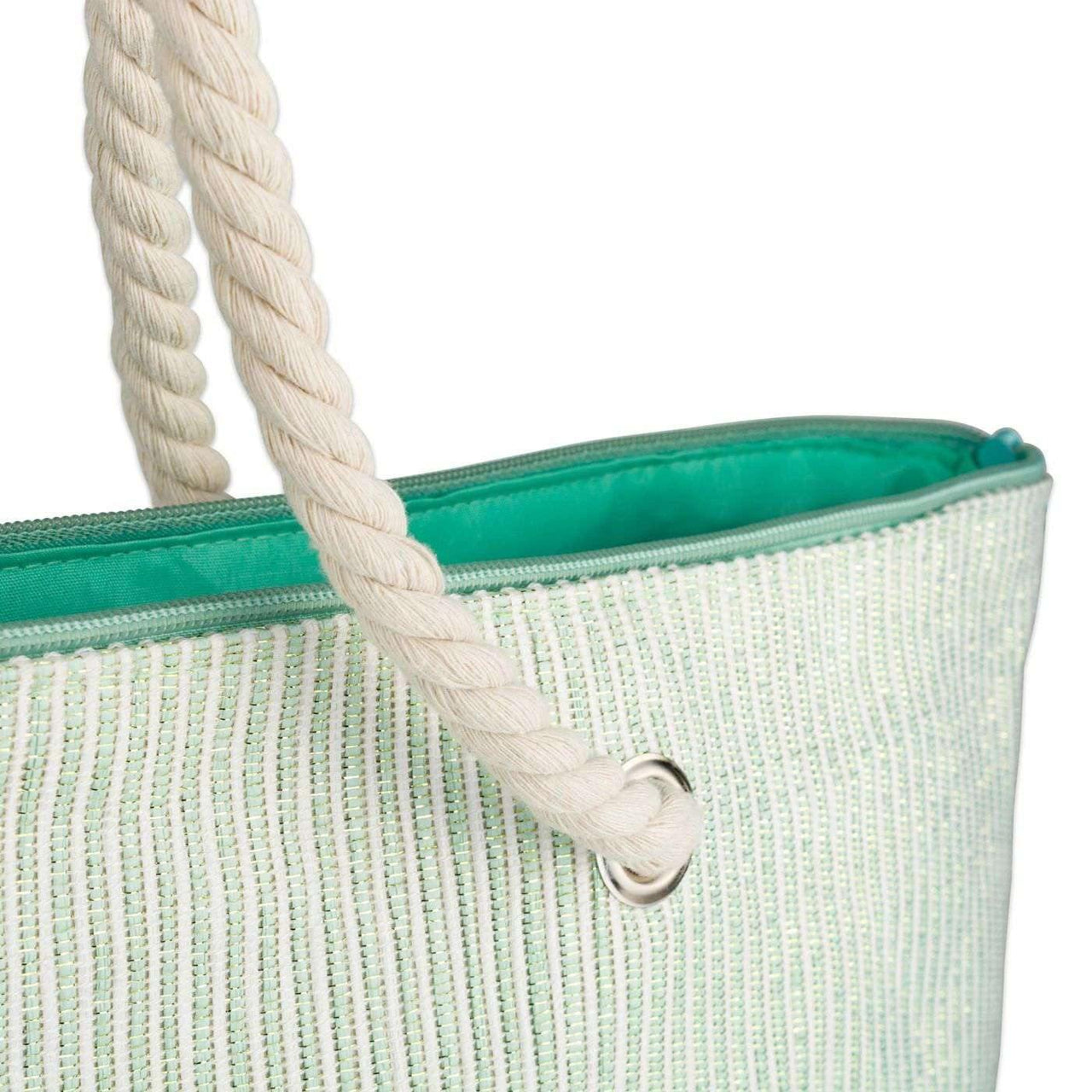 Green Stripe Shimmer Beach Bag - The Fox Decor