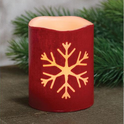 Red Snowflake LED Pillar