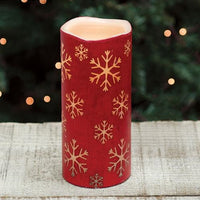 Thumbnail for Red Snowflake Print LED Pillar