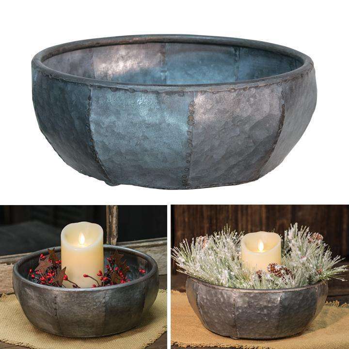 Hammered Tin Bowl, 10" bowl CWI Gifts 