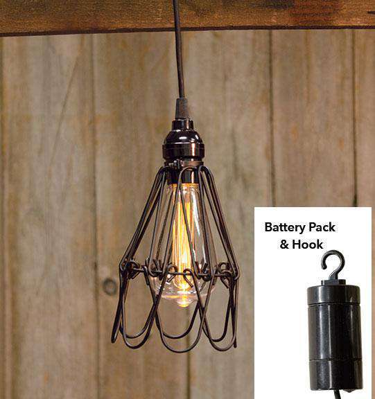 Hanging Adjustable Battery Cage LED Lamp, 7.5" - The Fox Decor