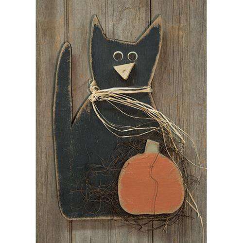 Hanging Cat w/Pumpkin, 18" - The Fox Decor